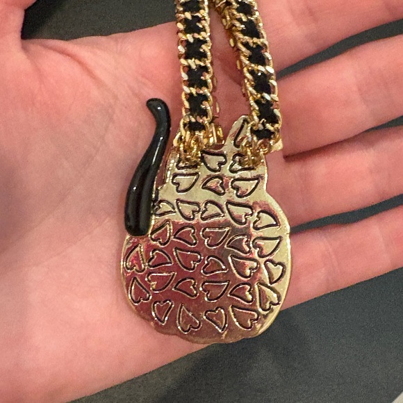 NWT Betsey Johnson Black Cat Pink Pumpkin Necklace Halloween - Picture 6 of 7